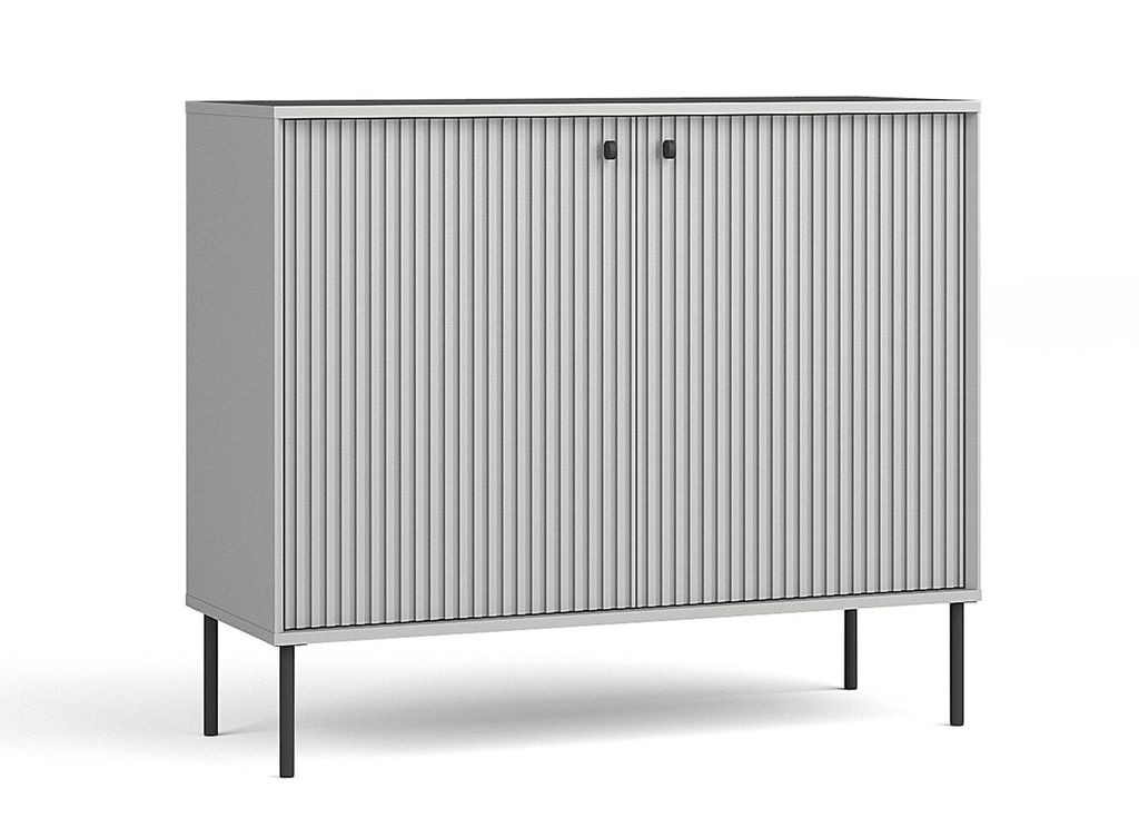 AX LIVING Kommode Grau Irelis 105 cm Schwarz Griffe Modern