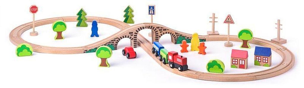 Woody Holzeisenbahn 8er-Set 40-teilig magnetisches Spielzeug
