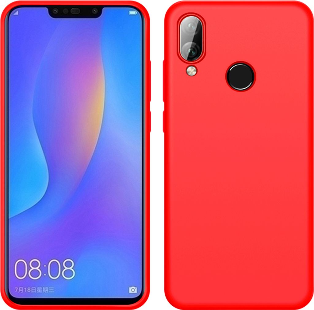 Huawei P Smart Plus Hülle, LaimTop Slim Flüssig Silikon Soft Gel Gummi Stoßfest Kratzfest Schutzhülle für Huawei P Smart Plus Rot
