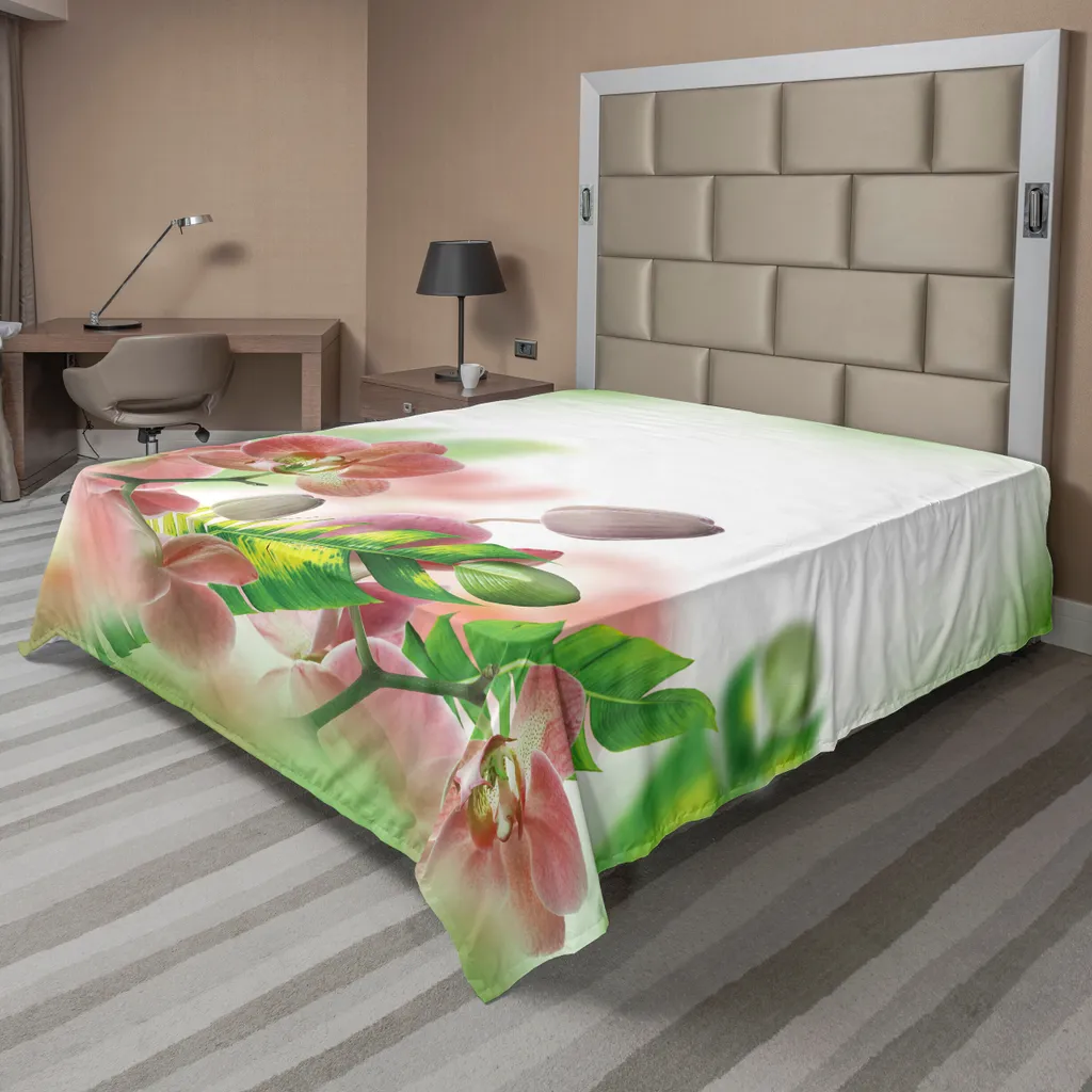 Drap plat doux et confortable à motif fleurs tropicales 275x260 cm