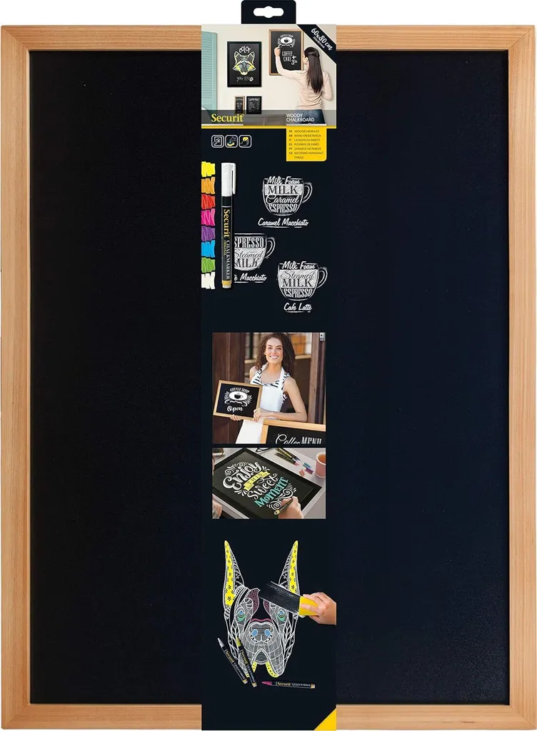 Tableau noir Securit Woody cadre teck résistant et surface lisse - 4
