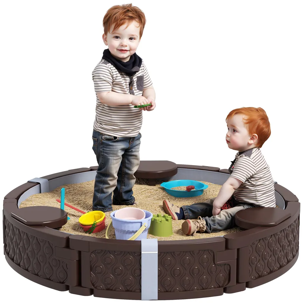 Bac à sable AIYAPLAY avec 3 sièges, structure ronde bleue 120cm enfant