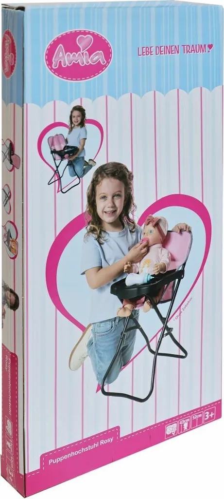 Chaise haute poupée Rosy stable en bois : fini les jouets qui tombent