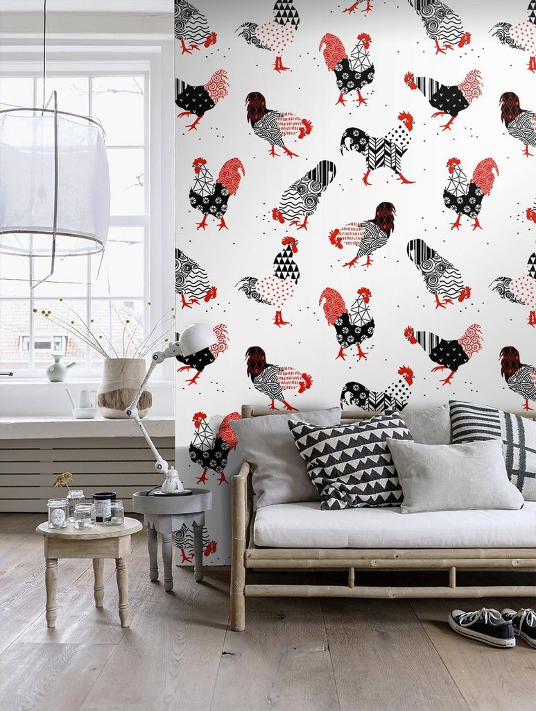 Coloray Fototapete 250x104 cm An Einer Wand Latex Latextapete - Hähne