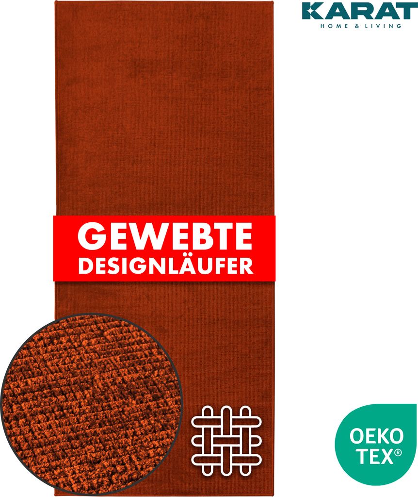 Teppich-Läufer Azade hochwertige Jacquard Weberei viele Farben Terra 80 x 350 cm