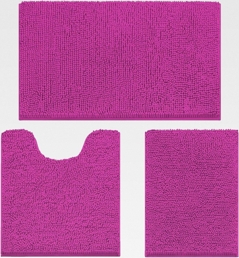 Badvorleger Set 3-Teilig-Weiches Badematten Set mit Rutschfester, Chenille Saugfähige Badteppiche Sets für Badezimmer, Toilette und Dusche-Maschi...
