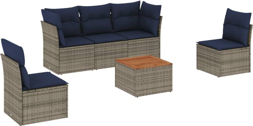 "WINTER SALE" 6-tlg. Garten-Lounge-Set - elegantes Design - Sitzgruppe/Gartengarnitur - mit Kissen Grau Poly Rattan - Terassenmöbel NeuMöbel752162
