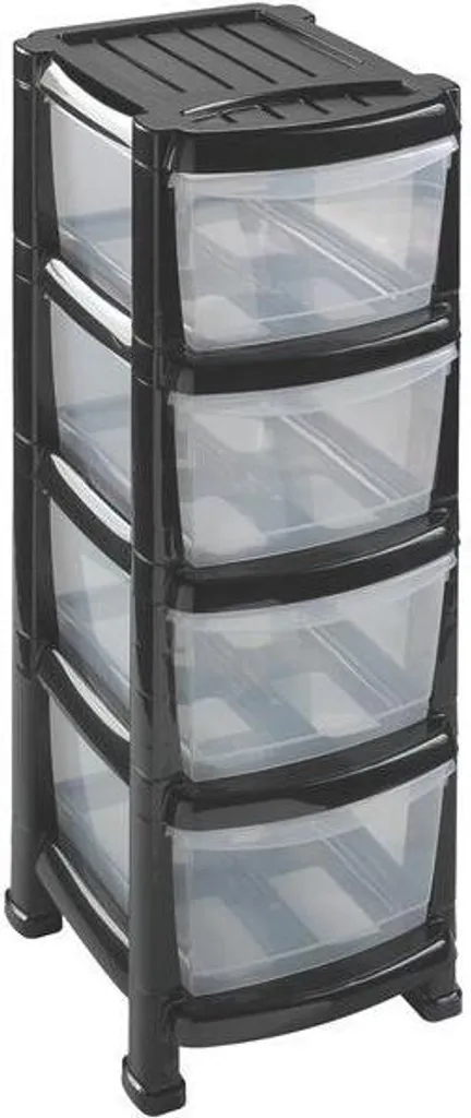 Petit meuble de rangement 4 tiroirs noir HEIDRUN pour bureau et maison
