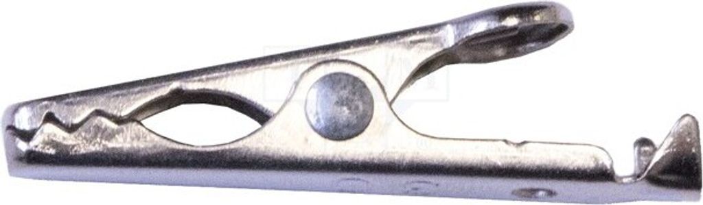 2x Krokodilklemme L. ges: 28mm Ber.Halt: max.4,8mm 5A vernickelt BU-30 Krokodilkl