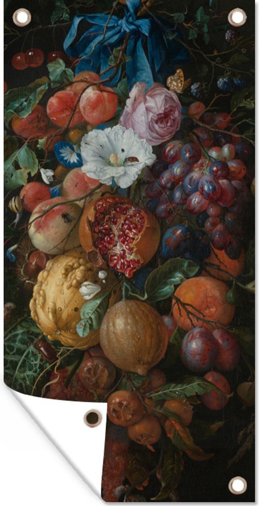 MuchoWow 40x80 cm Outdoor-Poster Gartendeko Sichtschutz Garten Poster für den Garten Früchte und Blumen - Gemälde von Jan Davidsz. de Heem
