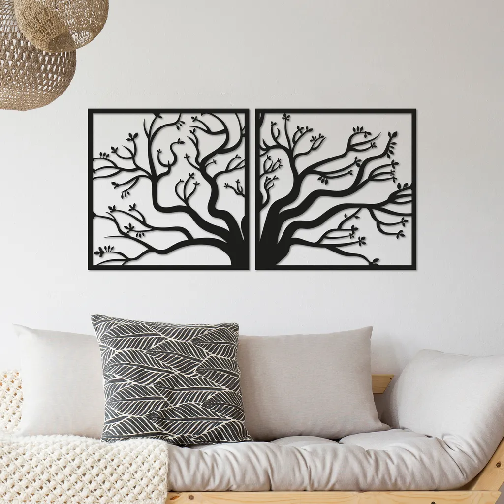 Wallity Albero Decorazione Metallo Nero 100x50 cm | Trend Arredo 2026