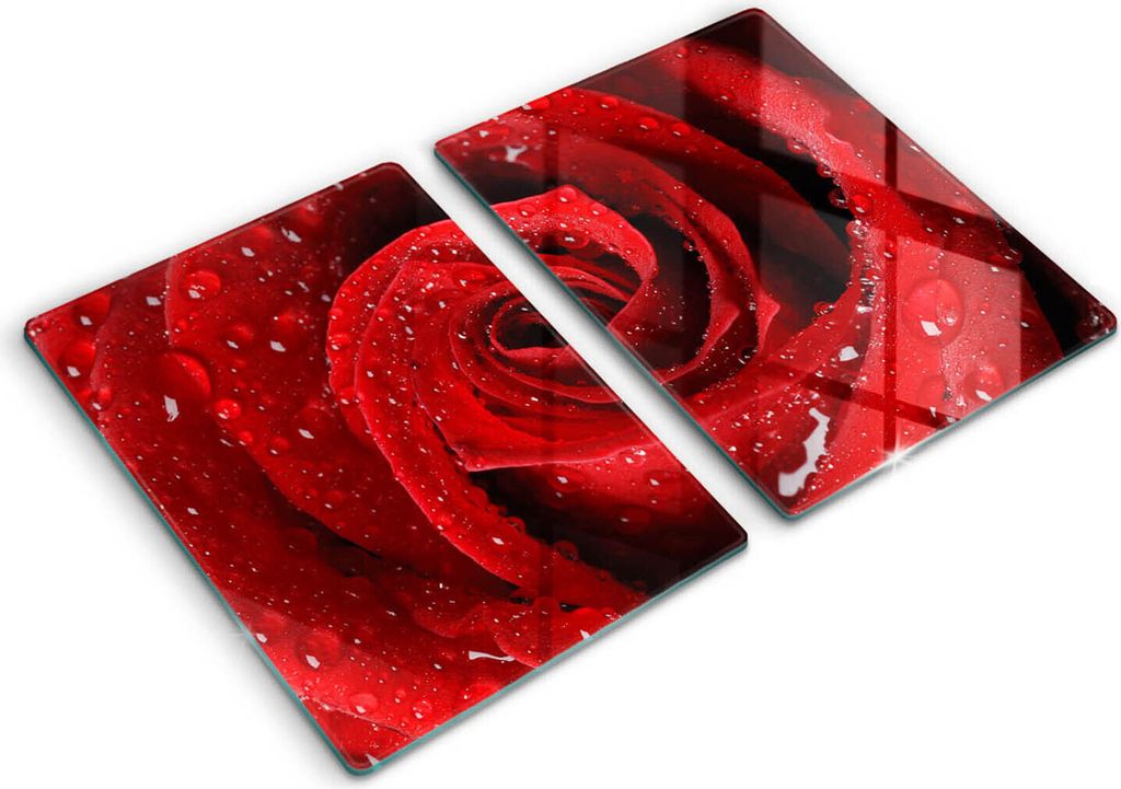 Abdeckung Glas - Küchenabdeckung - 2x40x52 cm - Abdeckplatte -Rosenblütenblätter