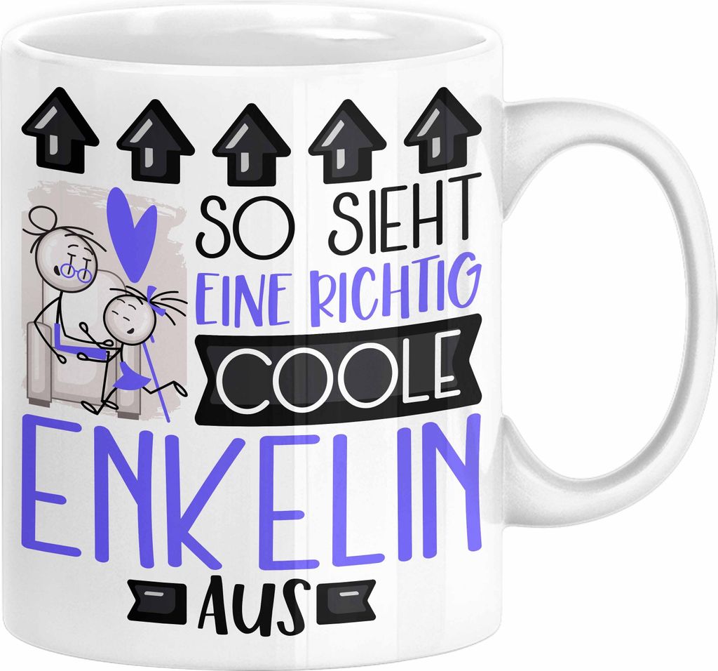 Enkelin Geschenk Tasse Geschenkidee für Enkelin Geburtstag Weihnachten Spruch So Sieht Eine Richtig Coole Enkelin Aus Kaffee-Becher (Weiß)