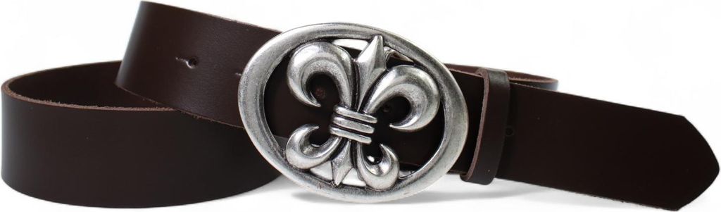 FRONHOFER Damen Ledergürtel 4 cm mit Lilien Gürtelschnalle, französische Lilie, echt Leder