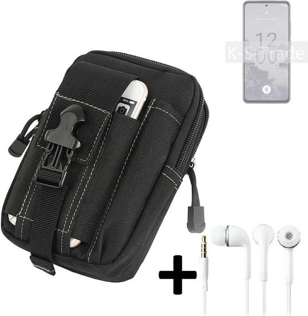 K-S-Trade Gürteltache + Kopfhörer kompatibel mit Nokia X30 5G Gürtel Tasche Holster Schutz Hülle Handy Hülle schwarz inkl. Extrafächer