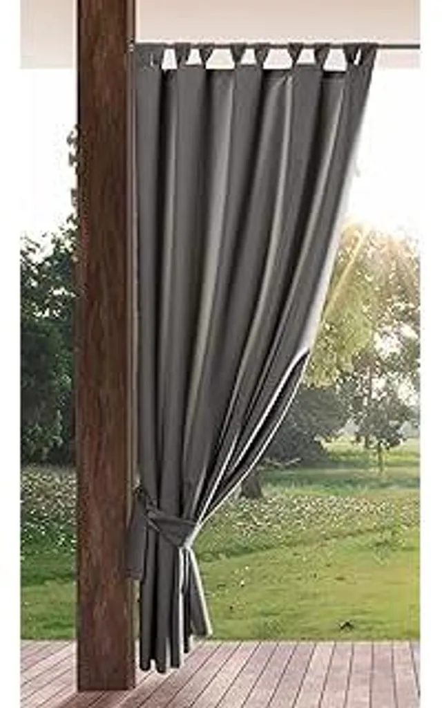 Eurofirany Garden Tenda da esterno con passanti in velcro, 1 pezzo, oscurante e resistente alle intemperie, protezione UV, per balcone, terrazza, gazebo, H200 x L155 cm, grigio scuro