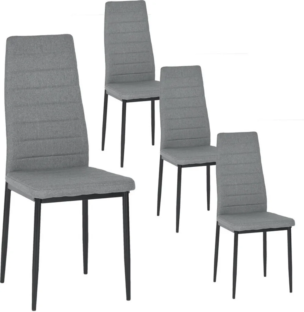 Lot de 4 Chaises de Table Grises pour Salle à Manger et Petit Déjeuner