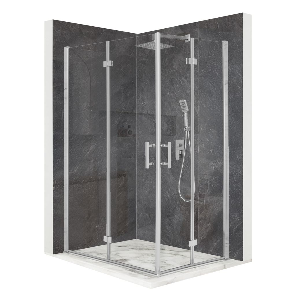 Duschkabine 100 x 80 cm, Schwingtür, silbernes ESG-Glas 6 mm + Beschichtung