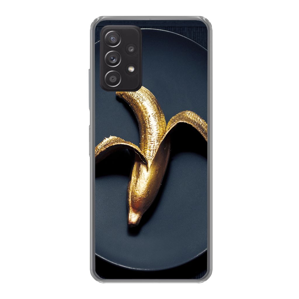 MuchoWow Handyhülle Schutzhülle Hülle für Samsung galaxy a73 Goldene Banane auf dunklem Hintergrund Silikon Softcase Handy Hülle - Handyhülle