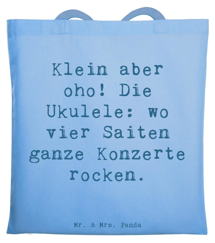 Mr. & Mrs. Panda Beutel Spruch Ukulele Magie - Sky Blue - Geschenk, Schultasche, Lernen, Saiteninstrument, Tote Bag, Jutebeutel, Hawaii, Lieder, Mu...