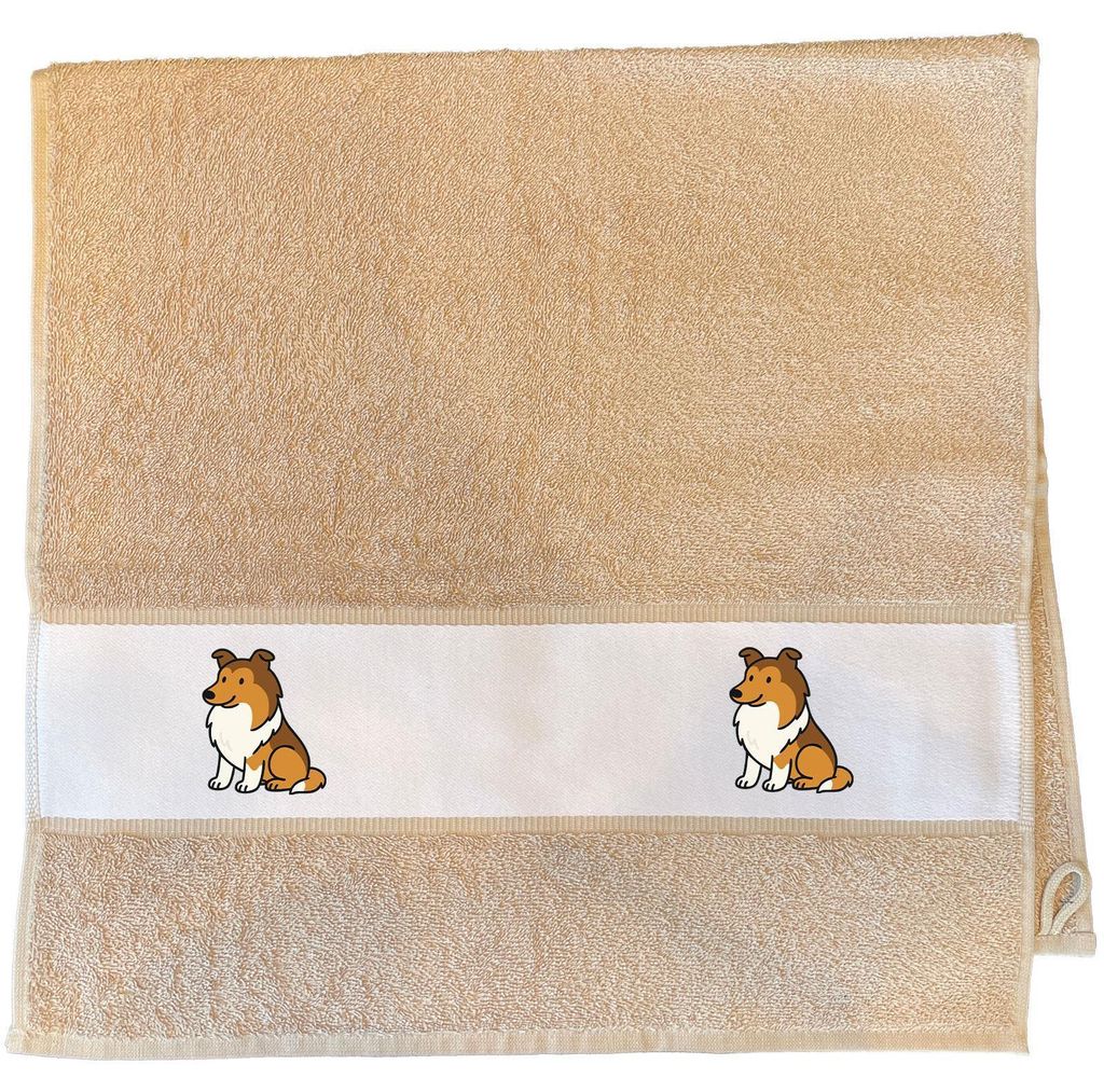 Huuraa Handtuch Collie Comic Colli 50x100cm Sand Baumwolle Handtuch Geschenkidee