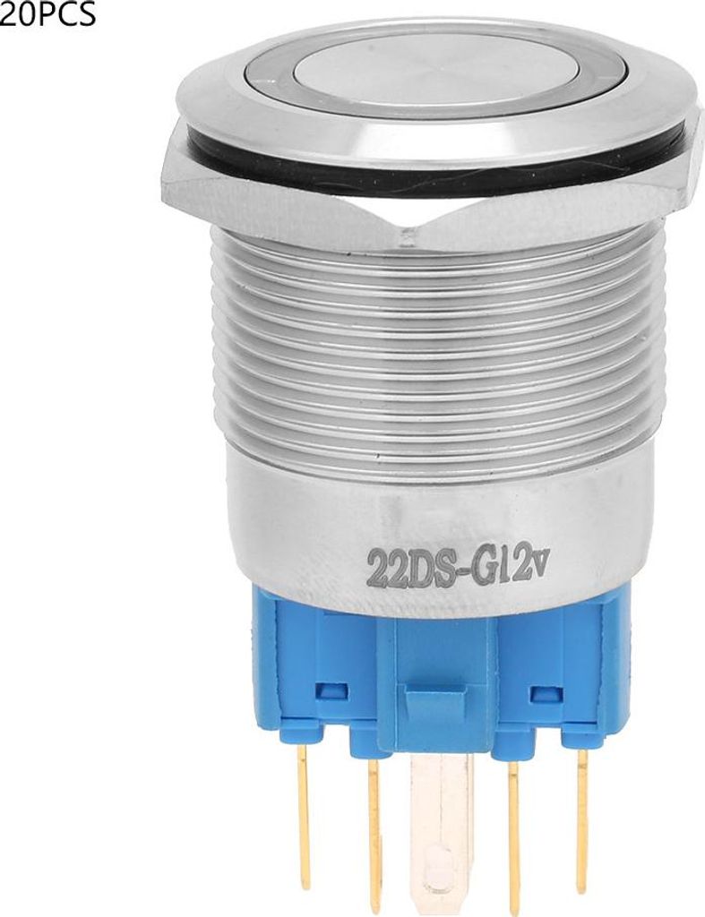 20 Stück 22 mm selbstverriegelnder Flachringkopf mit leichtem Edelstahl-Knopfschalter (grün)