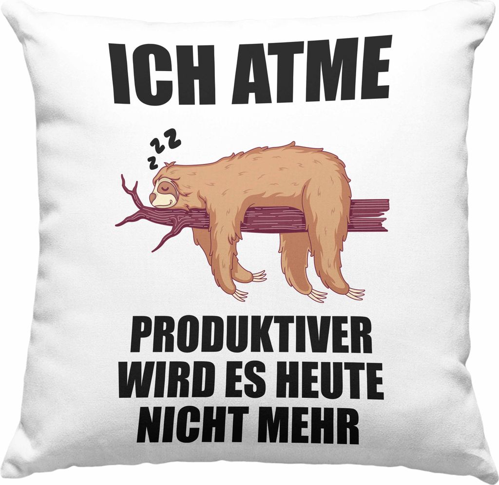 Trendation - Lustiger Faultier Spruch Deko-Kissen mit Füllung 40x40 Faultier Mitarbeiter Arbeitskollge Geschenk (Grün)