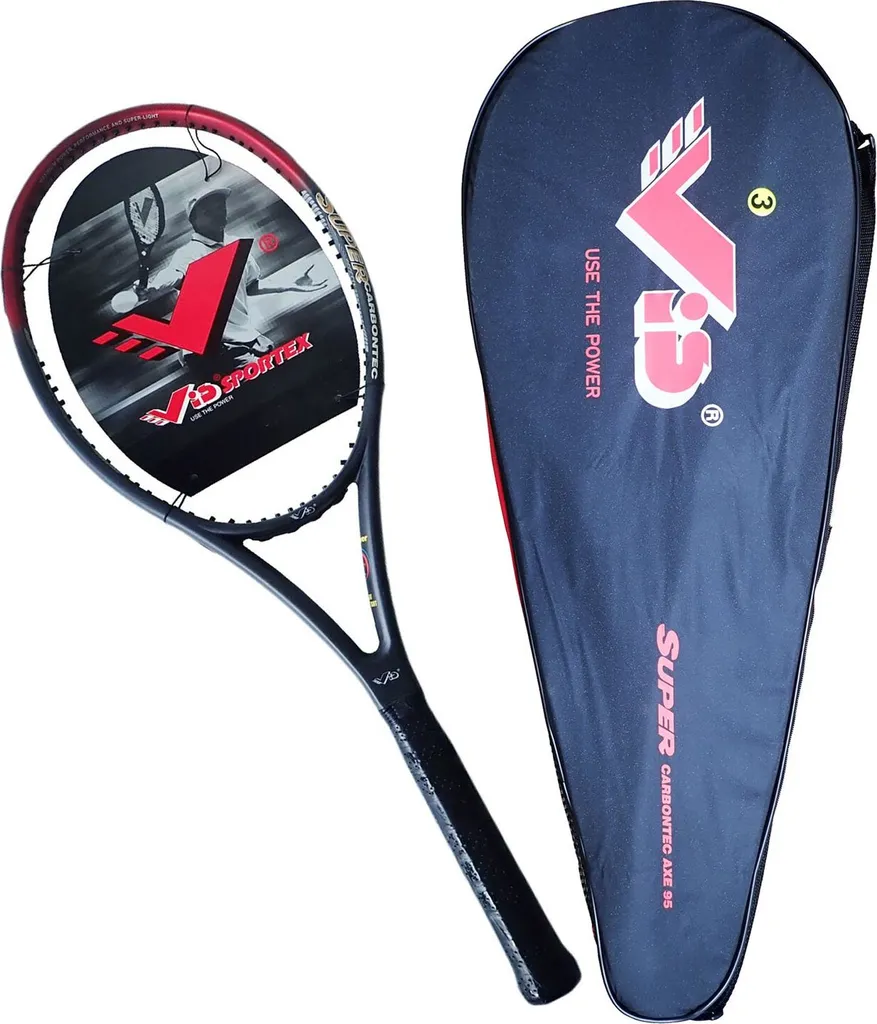 Raquette de tennis performante Carbontech AXE 95 avec cadre en carbone