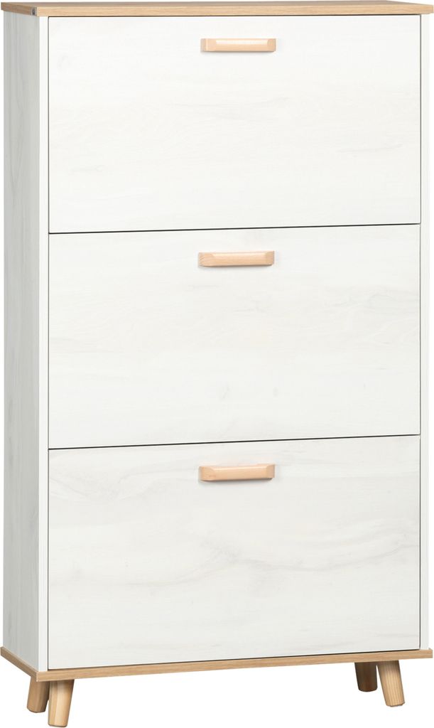 HOMCOM Moderner Schuhschrank, Schuhregal mit 3 klappbaren Schubladen für 12 Paar Schuhe und verstellbarem Regal für Flur, Eingangsbereich, 70 x 2...