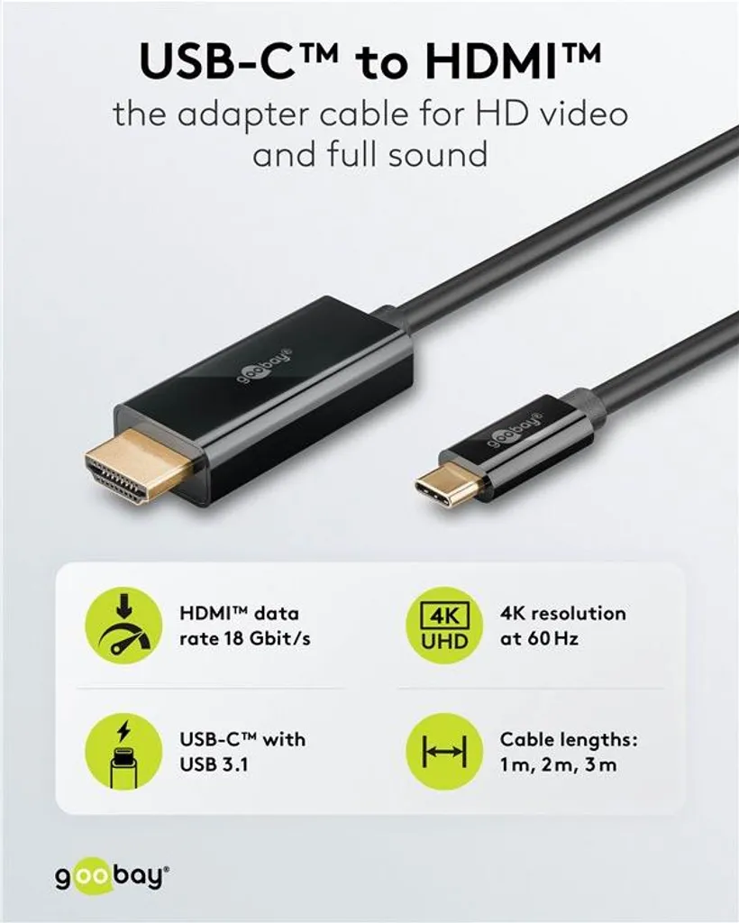 Cavo Goobay USB-C a HDMI 4K 60Hz: Risoluzione Ultra HD per Professionisti - 3