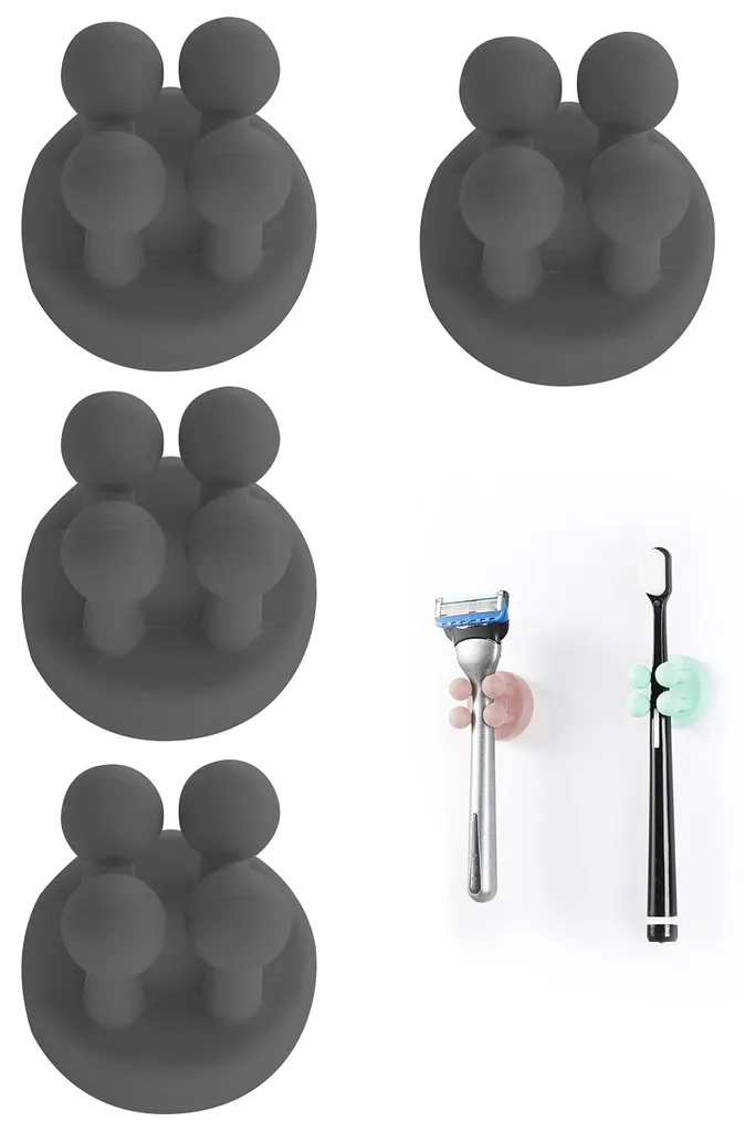 Porte-brosse à dents silicone autocollant multifonction noir mat