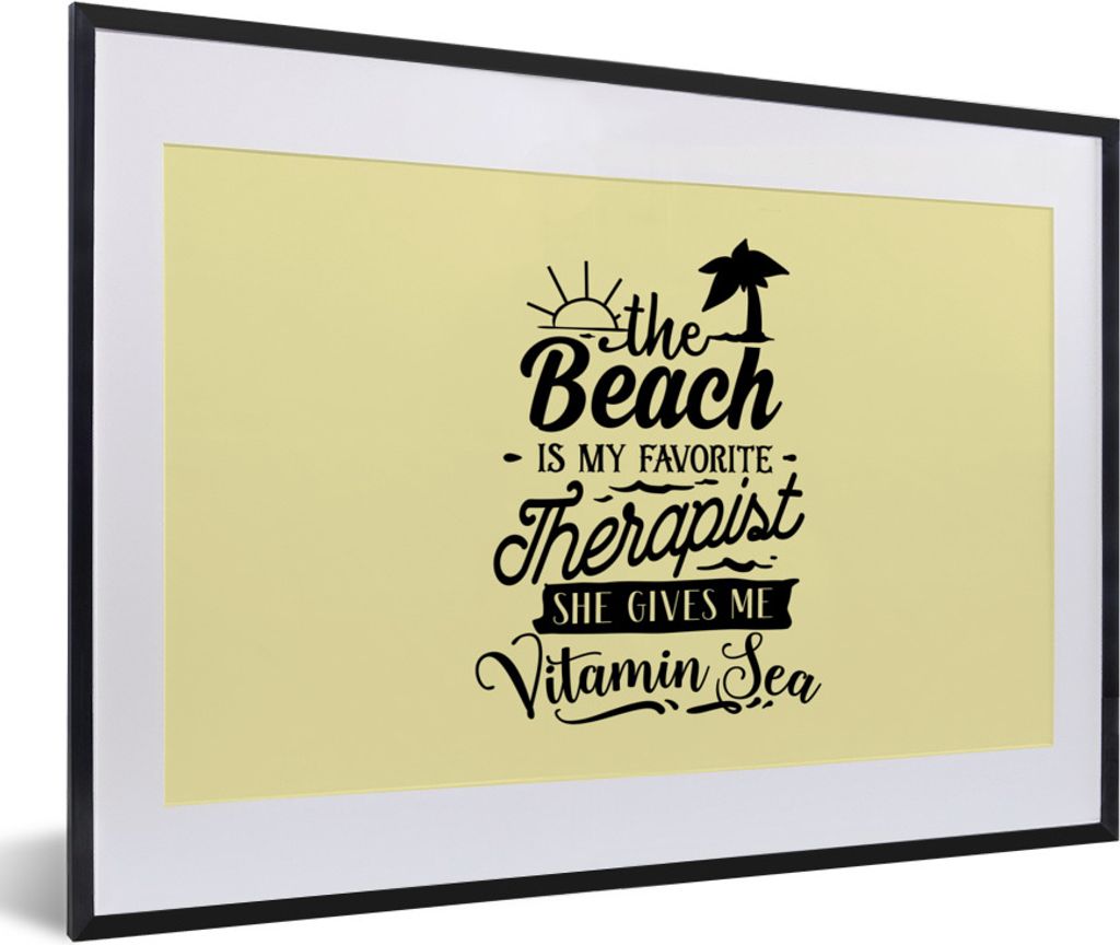 MuchoWow Gerahmtes Poster Sommer - Sprichwörter - Gelb 60x40 cm - Poster mit Schwarzem Bilderrahmen Wandposter Rahmen Foto Bilder - Schlafzimmer...