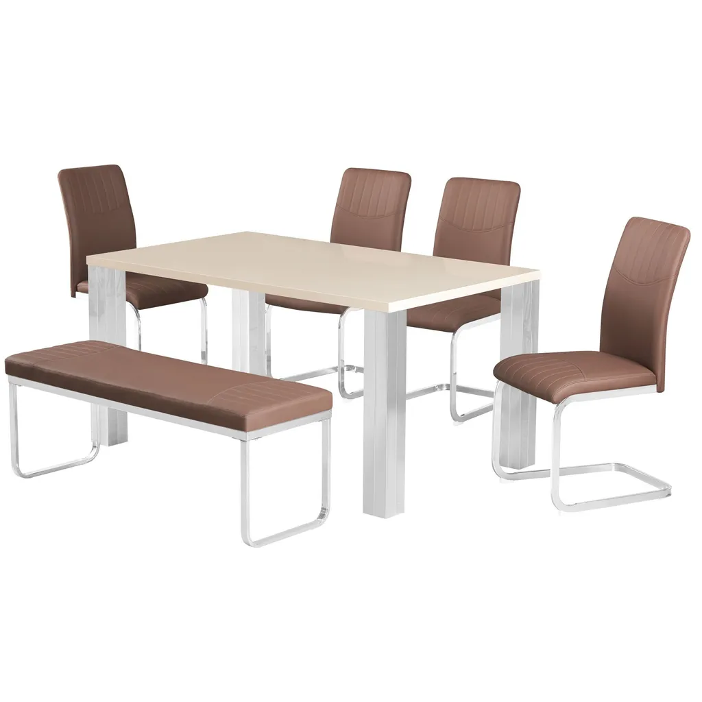 Table beige Casa Dolce DONATO avec structure chromée robuste charge 130 kg