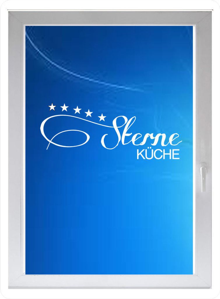 INDIGOS UG - Sterne KÜCHE - Farbe: weiss - 60x24 cm - Sichtschutzfolie - Fensterfolie - Glasdekorfolie - für die Küche, Sterne KÜCHE ans Fenster