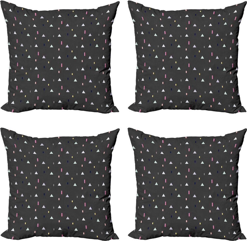 ABAKUHAUS Geometrisch Kissenbezug Set (4 Stück), Triangles Farbe Kunst, Moderner Doppelseitiger Digitaldruck, 60 cm x 60 cm, Dunkler Taupe Multicolor