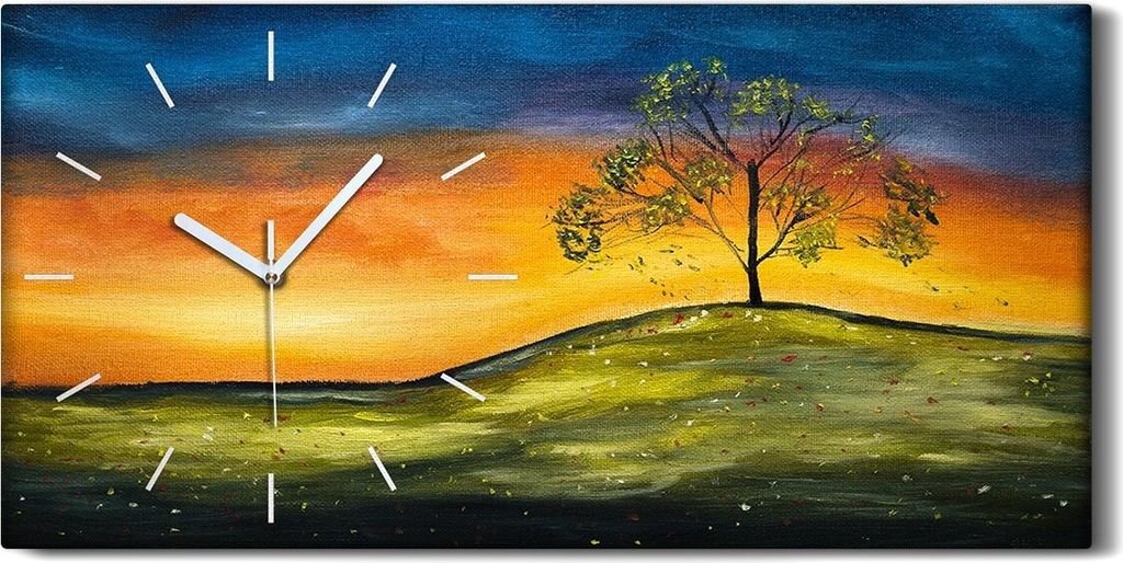 Wandbild Leinwand Bilder mit Uhr 60x30 Gemälde Wiese Himmel Produktbild 