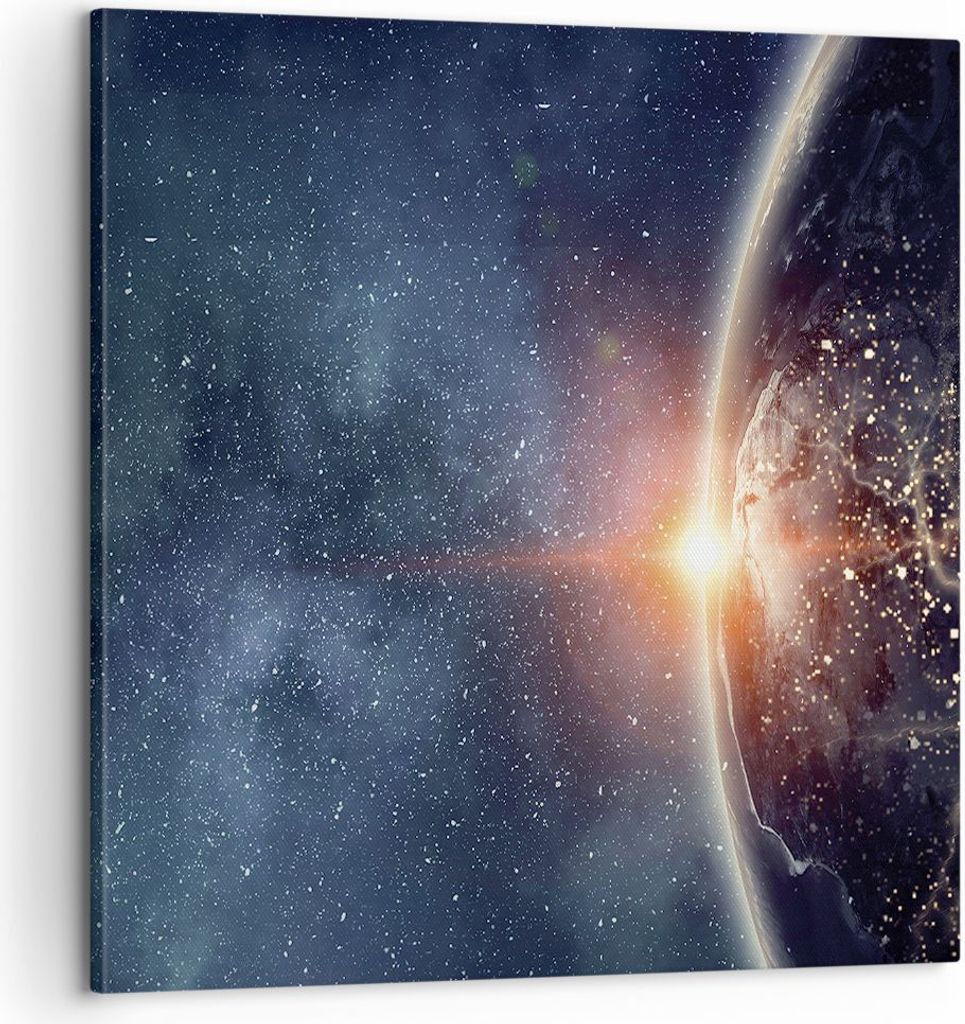 Bild auf Leinwand - Leinwandbild - Einteilig - Kosmos Erde Sonne - 60x60cm - Wand Bild - Wanddeko - Wandbilder - Leinwanddruck - Bilder - Wanddekor...
