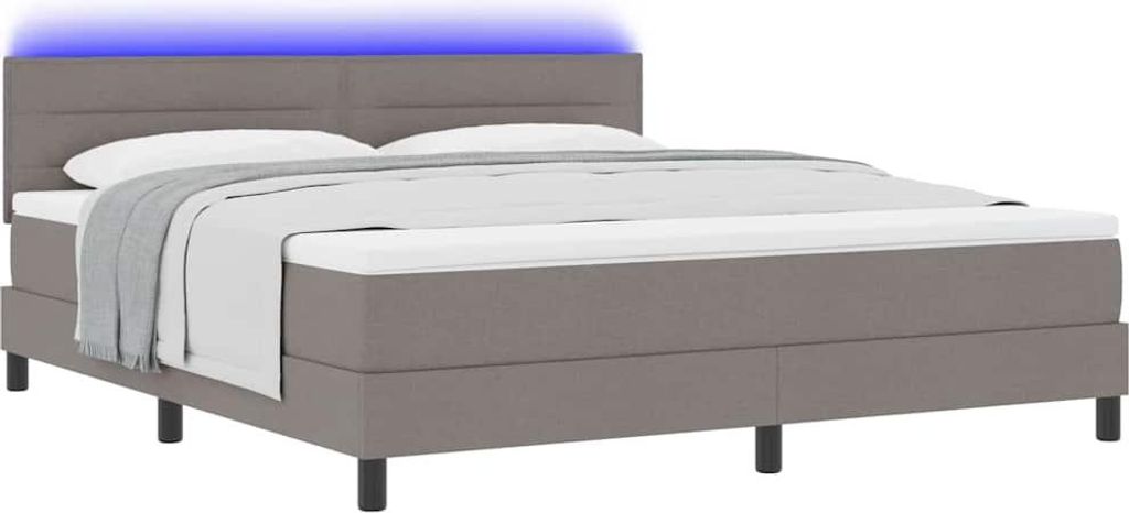 Boxspringbett mit Matratze mit LED Taupe 180 x 200 cm Stoff