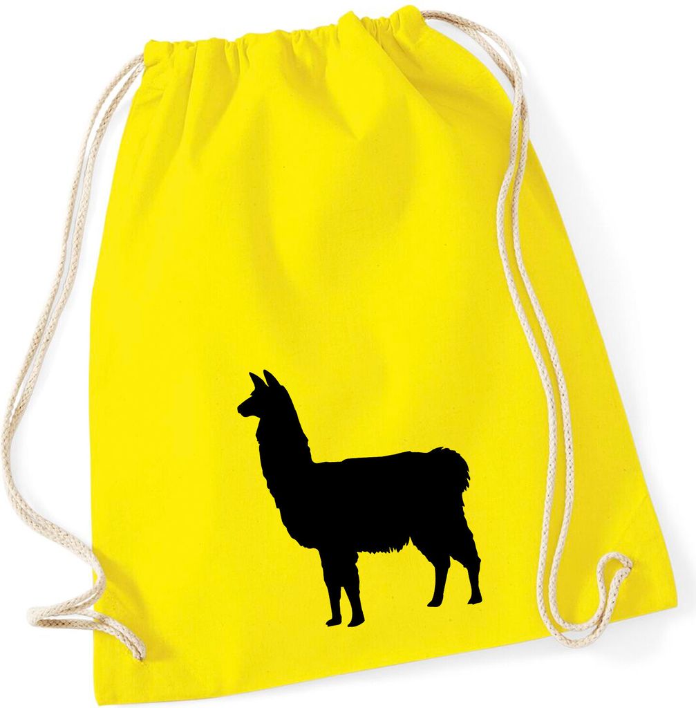 Huuraa Turnbeutel Lama Silhouette 12 Liter Yellow Baumwolle Rucksack Geschenkidee