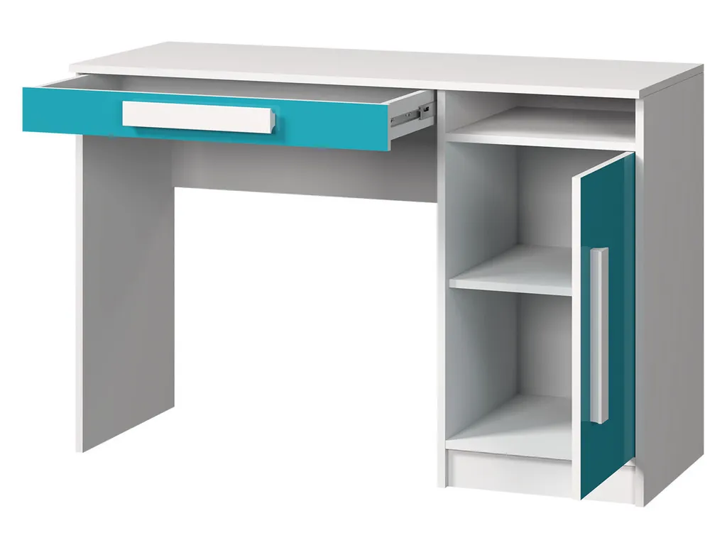 Bureau Compact Blanc Brillant TUCHIN - Solution Petit Espace Design