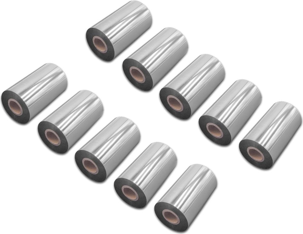 vhbw 10x Thermotransfer-Band kompatibel mit Datamax Honeywell E-4206P, E-4206L Drucker Etikettendrucker, Wischfest, 110 mm x 300 m, Wachs Harz Schwarz