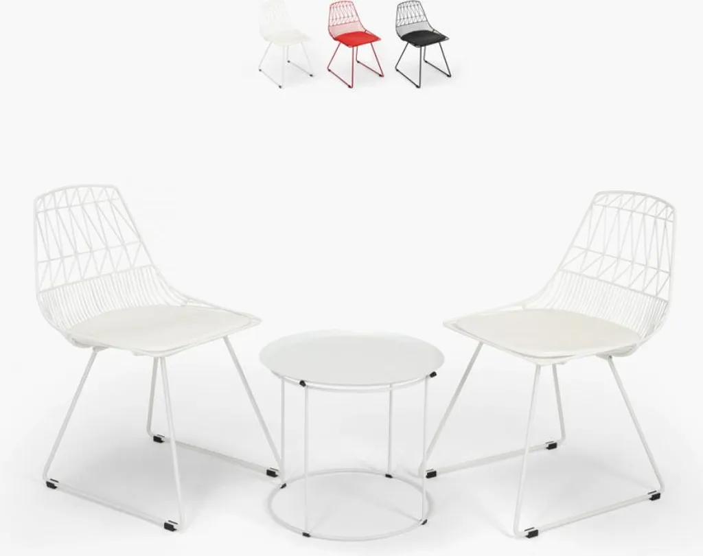Table et 2 chaises Etzy blanc résistant pour intérieur et extérieur