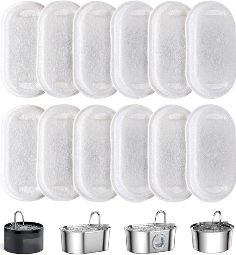 Katzenwasserfilter 12fach für 3,2L/2L/1,8L Trinkfontänen, Dreifachfiltration