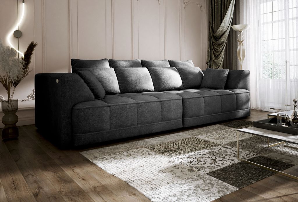 DOMO-HOME Big Sofa TIGA mit Elektrisch Ausziehbaren Sitzflächen 302x136cm| Stilvolle und | Moderne Design für Ihr Wohnzimmer | Komfortable Schlaf...