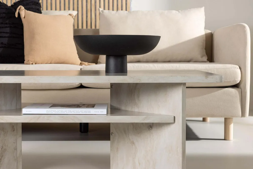 Table Basse Beige Alesund 60x120 cm - Finition Mate et Structure Solide - 6