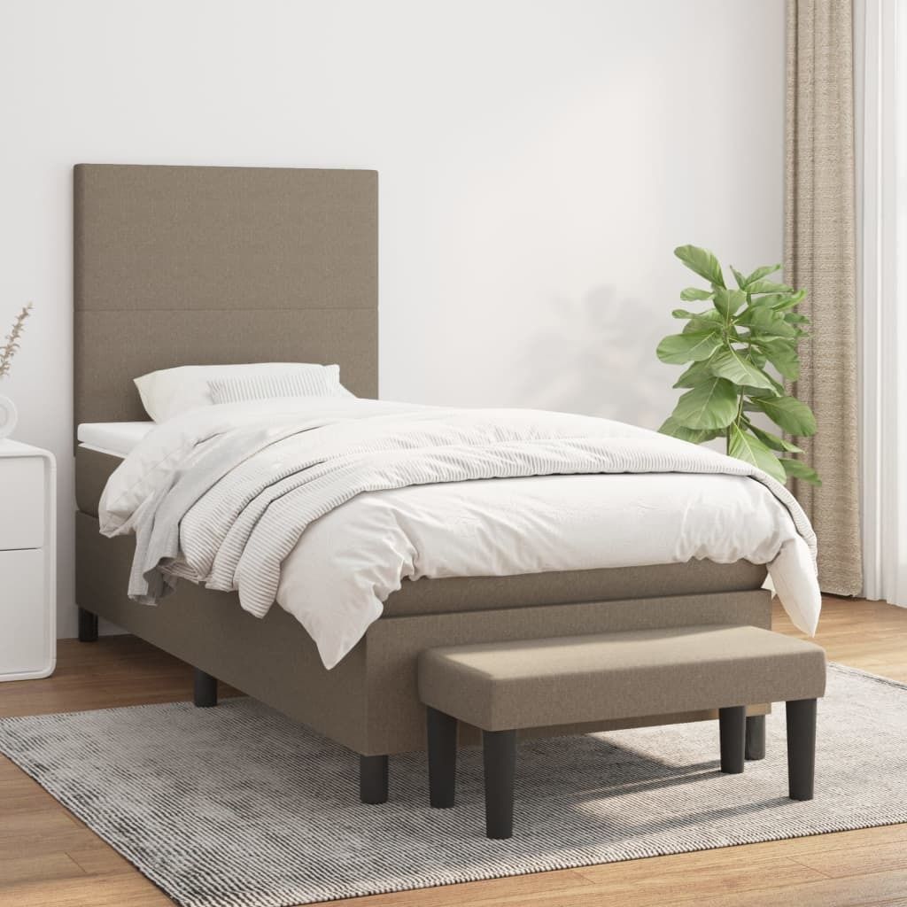 "2026 Promotion" Boxspringbett mit Matratze - Taupe 90x190 cm - Stoff - Polsterbett CC7754