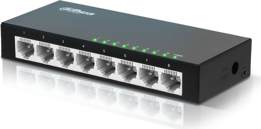 Dahua Ethernet Switch - 8 Ports - Unmanaged - 8 x 10/100 Mbps - Internet - Netzwerk-Splitter - PFS3008-8ET