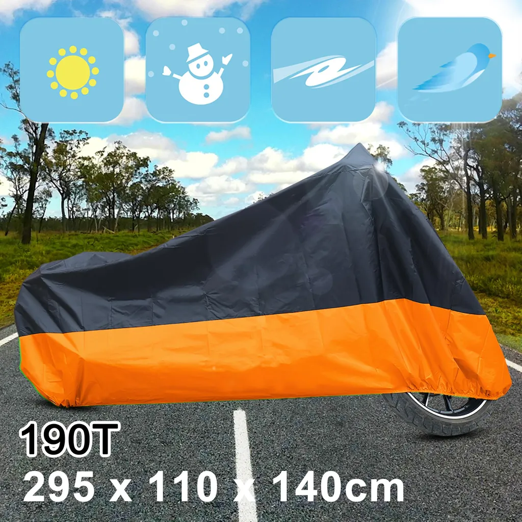 Couverture Moto XXXL 180T Ultra Résistante Anti-Poussière Noir Orange