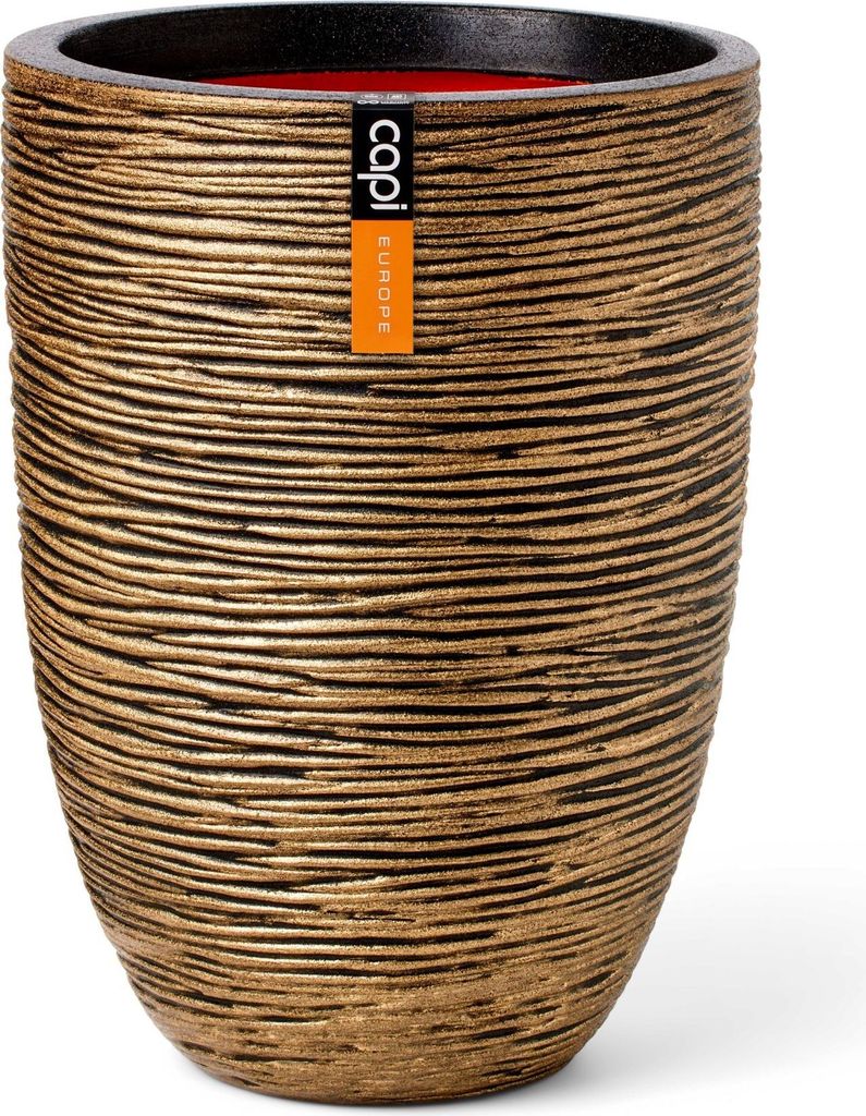 Capi Europe Blumentopf Rib Gold 46x58 cm – niedrig, Produktbild 
