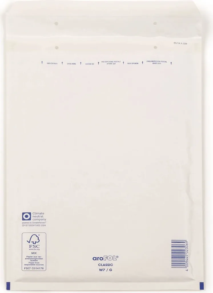 Emballage d'expédition 25x35 blanc aroFOL pour objets fragiles Gr.7